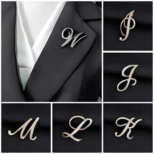 Men Silver Customized Initials Name Personalised  Letter Broosh.