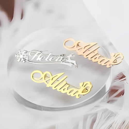 Rose Gold Customized Name Personalised  Name Jewels  Broosh