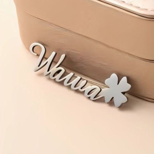 Silver Customized Name Decorated with Flower Personalised  Name