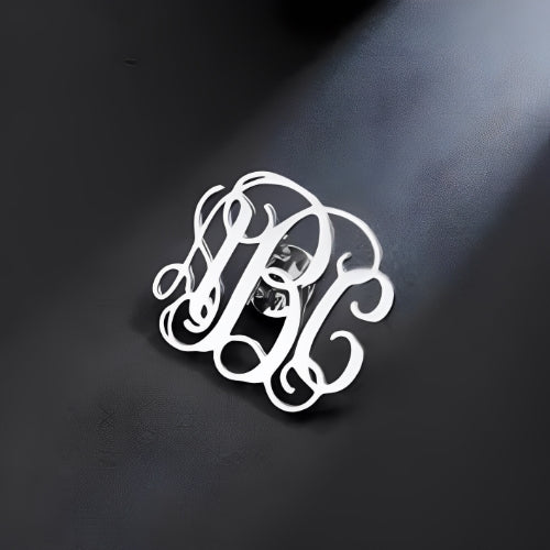 Silver Customized  initials Broosh Personalised Letters