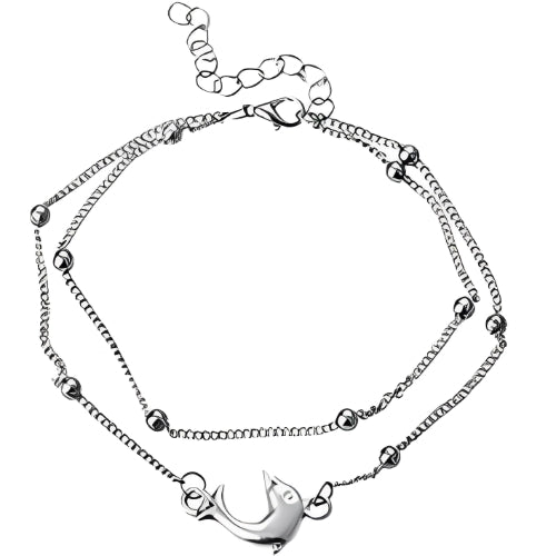 Silver Double Anklet Whale Design Custmized Personalized