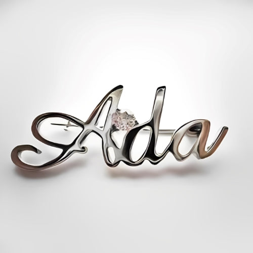 Silver Font  Customized Name Decorated with Zircon Piece