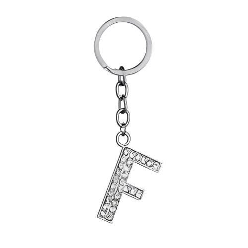 Silver Keychain Letter with Zircon Customized Initial Pesonalised