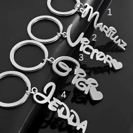 Silver Keychain Various Designs Customized Name Pesonalised Name