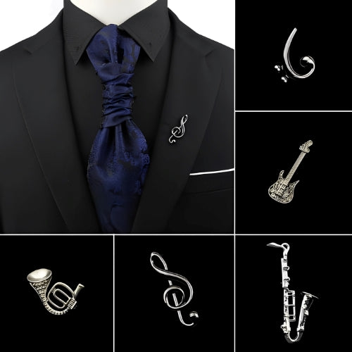 Silver Musical  Customized Saxophone Guitar-Broosh-Music-Note-Mini-Lapel-Pin-Men-Women-Suit-Shawl-Chic-Jewelry.