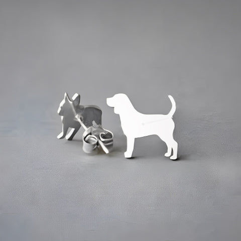customized Dog Shape Earrings Plain or Engraved Name Silver Gilrs Kids Personalized Initials Jewelry