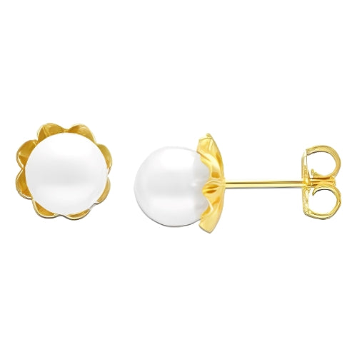 customized Gold with Pearl stud Earrings Gilrs Kids Personalized Jewelry
