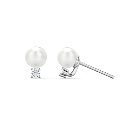 customized Pearl Silver stud Earrings with Zircon Gilrs Kids Personalized Jewelry