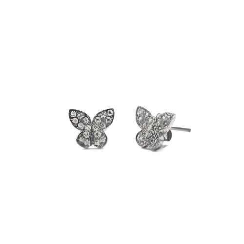 Customized Silver Stud Earrings Butterfly Shape with Zircon Gilrs Kids Personalized Letter