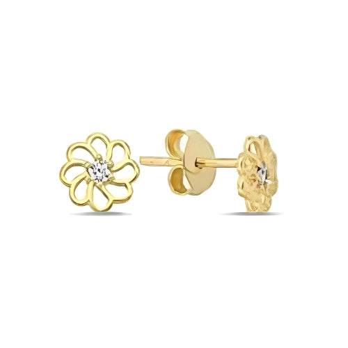 customized Stud Earrings Flower Shape with Zircon Gold Gilrs Kids Personalized Jewelry