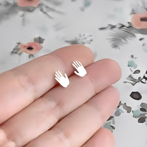 customized Stud Earrings Hand Shape Silver Gilrs Kids Personalized Jewelry