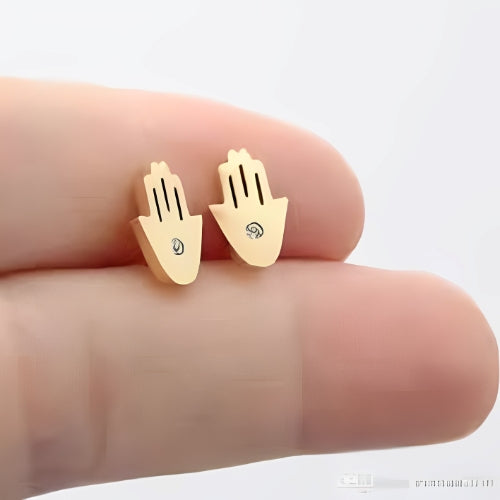 customized Stud Earrings Hand Shape with Zircon Silver Gilrs Kids Personalized Letter Jewelry