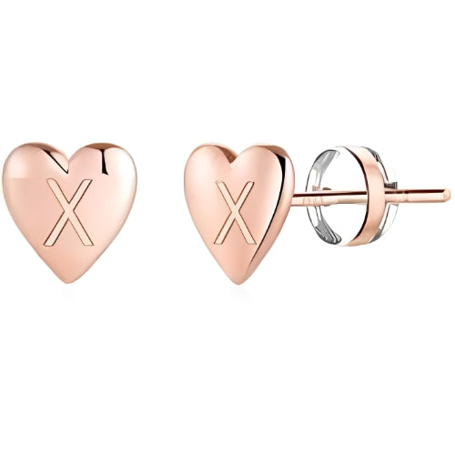 customized Stud Earrings Heart Shape Engraved Initial Gold Gilrs Kids Personalized Letter Jewelry