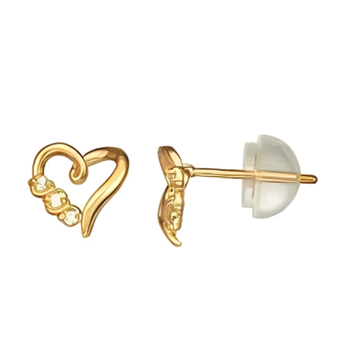 customized Stud Earrings Heart Shape with Zircons Gold Gilrs Kids Personalized Jewelry