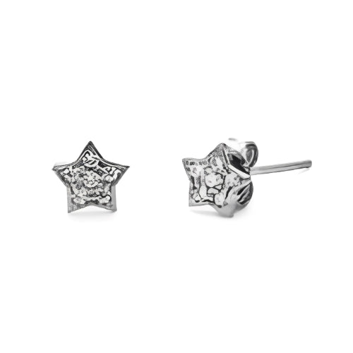 customized Stud Earrings Star Shape with Zircons Silver Gilrs Kids Personalized Letter