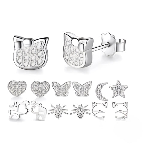 customized Stud Various Shapes Earrings Silver Gilrs Kids Personalized Jewelry
