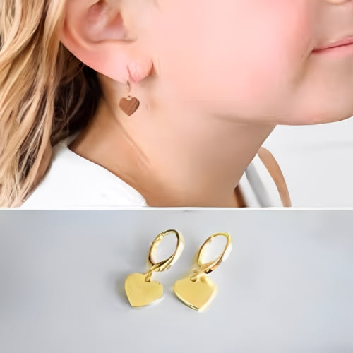 customized hook Earrings Heart Shape Gold Gilrs Kids Personalized Jewelry