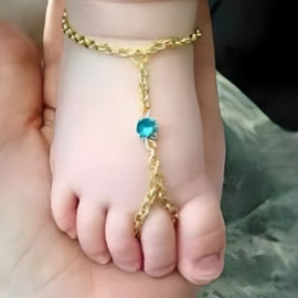 kids jewelry Anklet attached to Finger personalized Gold Anklet custom name Kids Anklet