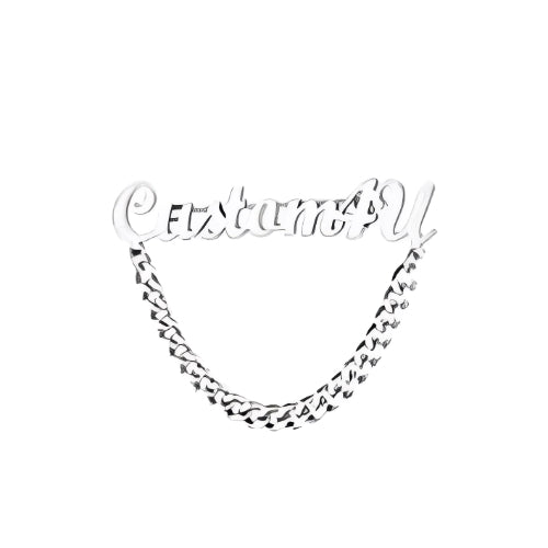 silver  Broosh Customized Name Decorated with crown and chains