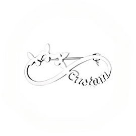 silver Infinity Broosh Design Customized Name Decorated with Butterflies