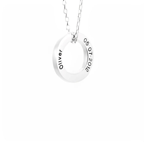 AALIA JEWLERIES Customized Round 3D Engraved Name Personalized Name Kids Baby Silver Necklace Jewelry Gift For Baby kids girls Birth Friend Mom