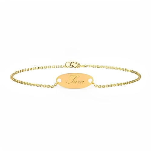 kids jewelry Oval Shape Personalised Engraved Name bracelet Gold Customized Name bracelet