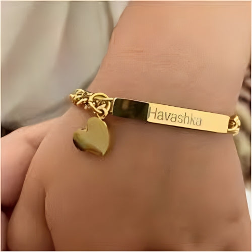 kids jewelry Personalised Engraved Name bracelet Gold with Heart Customized Name bracelet