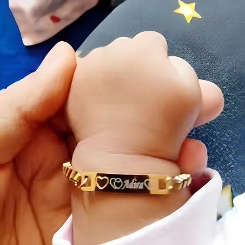 kids jewelry bracelet Gold with Heart Personalised Engraved Name bracelet custom Name bracelet