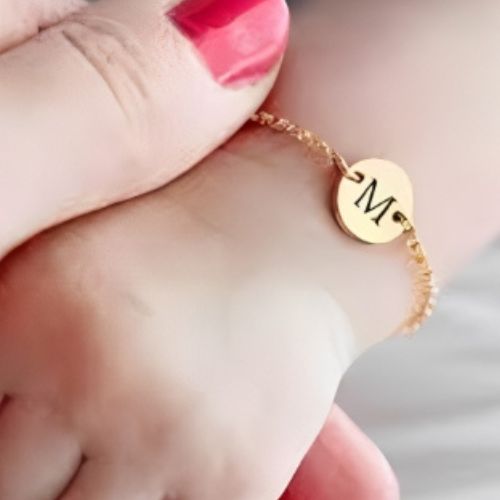 kids jewelry bracelet personalized Gold Engraved Initial Letter bracelet custom Initial bracelet