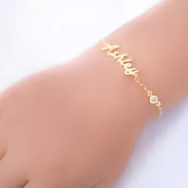 kids jewelry bracelet personalized Gold name with Heart Birthstone bracelet custom name bracelet