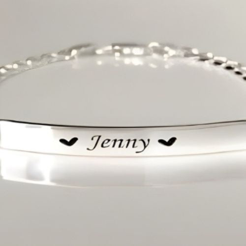 kids jewelry bracelet personalized Silver Engraved name with Heart bracelet custom name bracelet