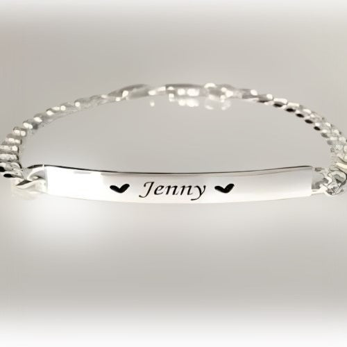 kids jewelry bracelet personalized Silver Engraved name with Heart bracelet custom name bracelet