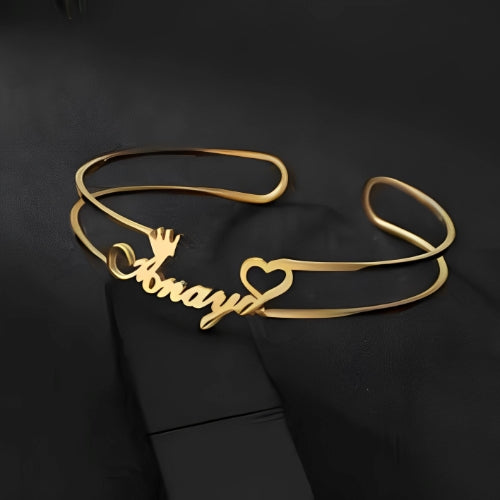 kids jewelry bracelet with Heart and Crown personalized Gold name Customized name bracelet