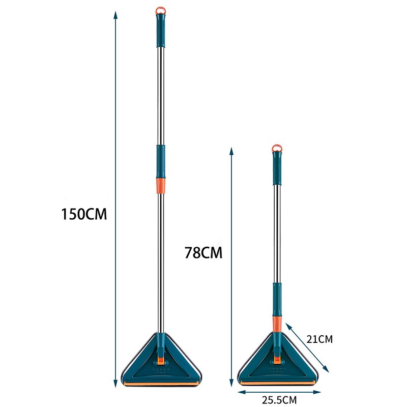 NEW-360° Rotatable Expandable Triangle Mop with Glass Scraper Multifunction 1.5m Home Floor Ceiling cleaning Car Cleaning Mop