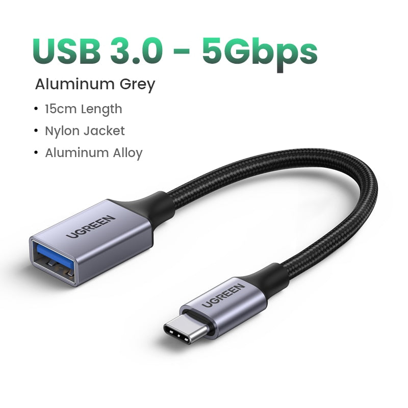 UGREEN USB C to USB Adapter Type C OTG Cable USB C Male to USB 3.0 A Female Cable Adapter for MacBook Pro Samsung S9 USB-C OTG