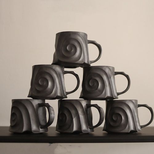 Luxury Special Ceramic Handmade Mug in Black.