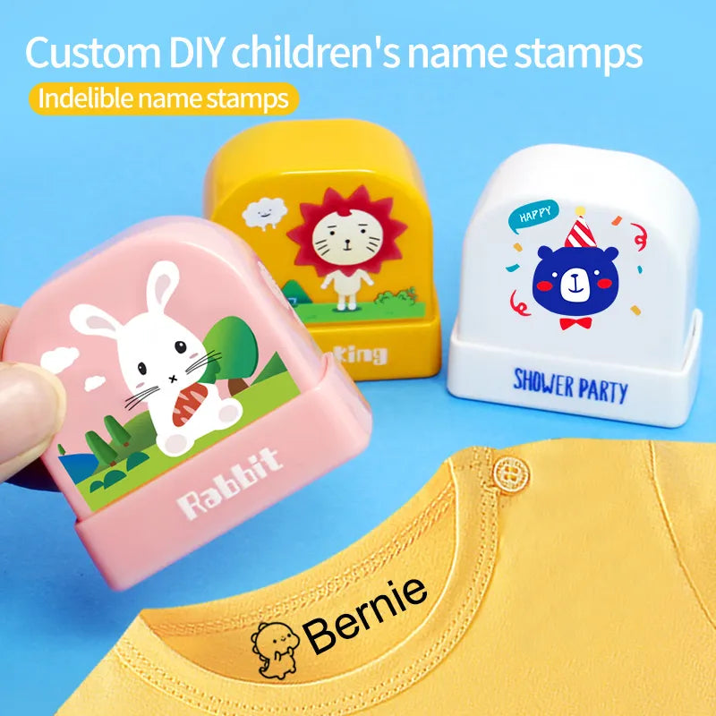 Children's Name Seal Custom Student's Name Stamp Kindergarten Clothes Waterproof Name Sticker Kawaii Montessori Stamp Gift