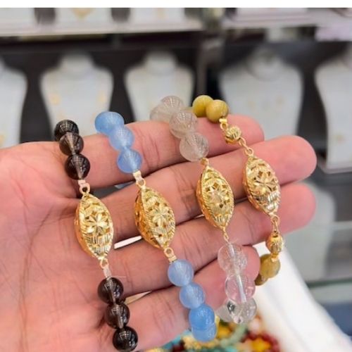 Albahaa. Natural stone Gold design Bracelet of different stone colors.