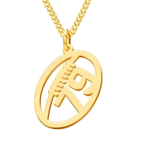 American-Football-Symbol-Gold-Customized -players-numbers- Men-Women- Necklac.