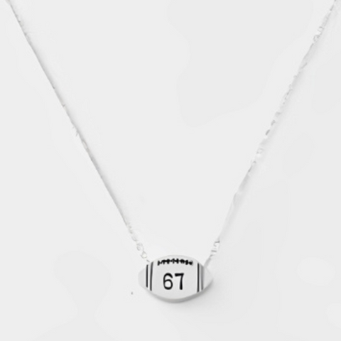 American Football Symbol Silver Customized numericals team numbers Men Women-Silver- Necklace.