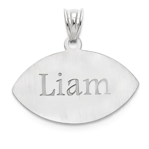 American Football Symbol-Silver Customized Name-Initials-team-initials- Men-Women-Silver- Necklace.