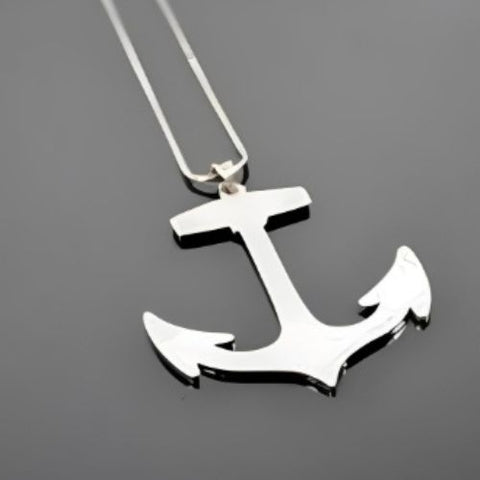 Anchor Men Necklave customized Engraved Name Personalised Silver.
