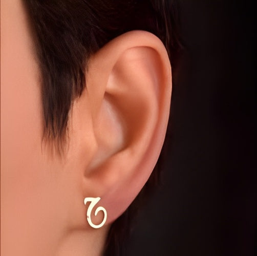 Arabic Letter Fonts design Best Quality Beautiful Design Customized Name Stud Earrings Gold.