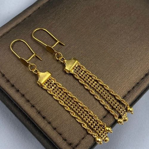 ArabicTraditional dangling long   Gold deaign  Earings for special ocassions weding, engagemnt,mom, Party and special ocassions._cleanup