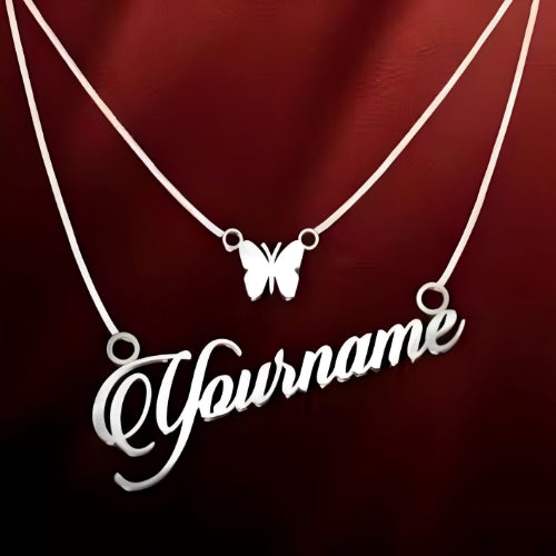 AALIA JEWELRIES BEAUTIFUL BUTTERFLY GOLD PLATED PERSONALIZED NAME PENDANT....