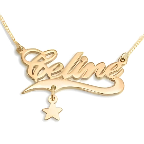 AALIA JEWELRIES BEAUTIFUL CUSTOMIZED NAME GOLD PLATED PENDANT DESIGNED WITH STAR...