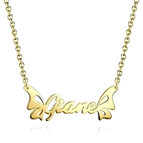 AALIA JEWELRIES BEAUTIFUL GOLD PERSONALIZED NAME PENDANT DECORATED WITH BUTTERFLYS....