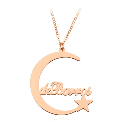 AALIA JEWELRIES BEAUTIFUL MOON STAR GOLD PLATED PERSONALIZED NAME PENDANT....