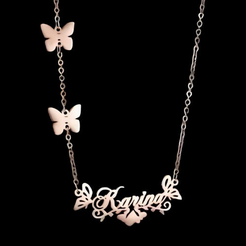 AALIA JEWELRIES BEAUTIFUL PERSONALIZED NAME DESIGNED WITH BUTTERFLYS GOLD PLATED....