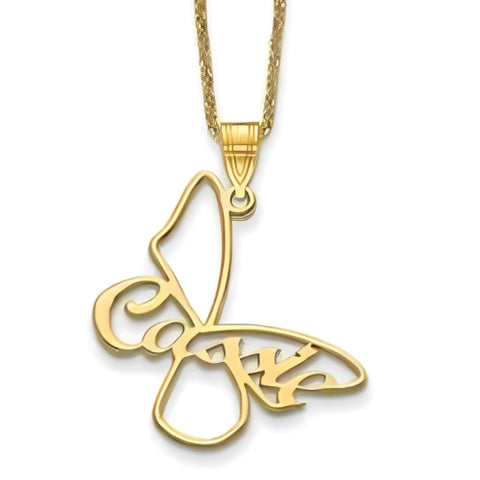 AALIA JEWLERIES BEAUTIFUL UNIQUE BUTTERFLY GOLD PLATED PERSONALIZED NAME PENDANT....